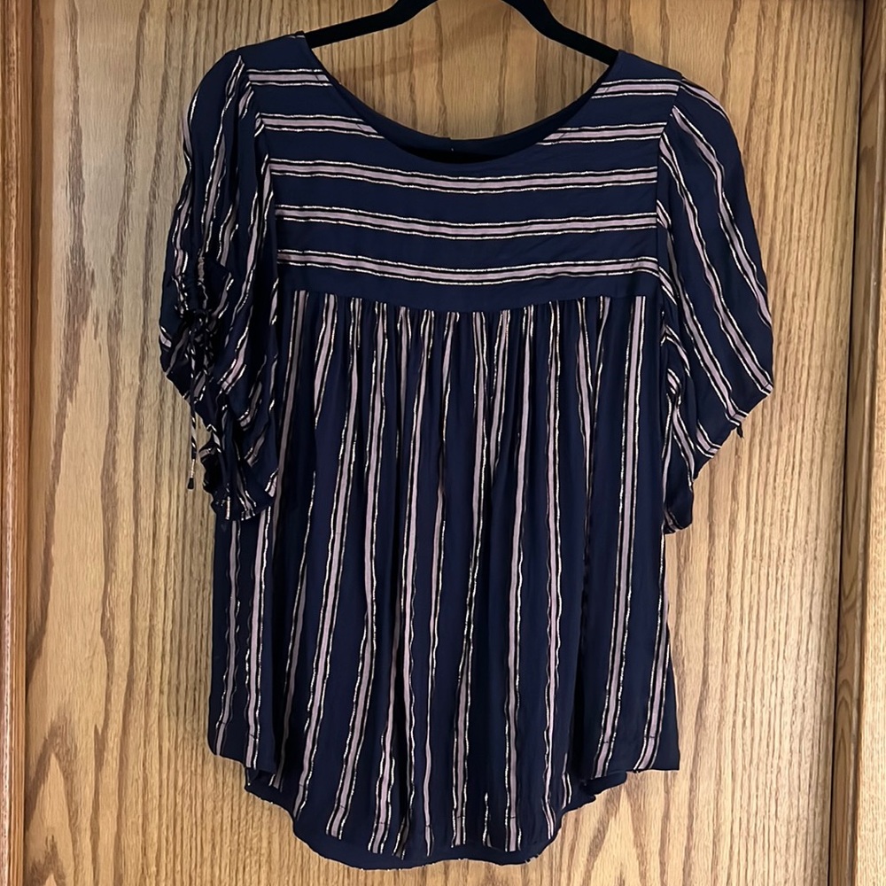 Anthropologie Top Navy with stripes Size M